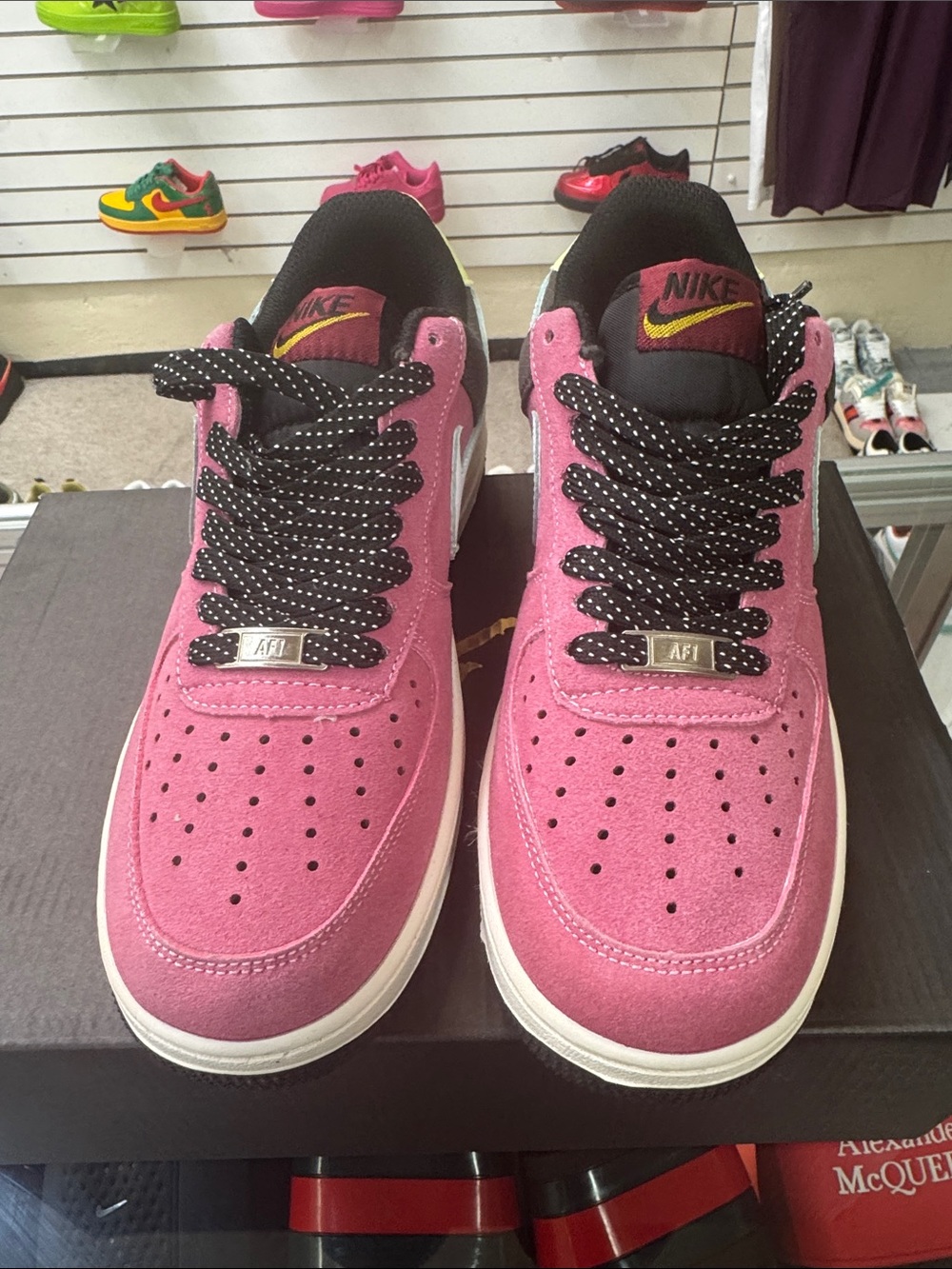 Nike Women’s Pink Suede Low-Top Sneakers with Black Laces